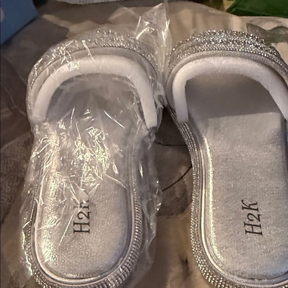 Chor Silver Rhinestone Slide Slippers - Picture 3 of 4
